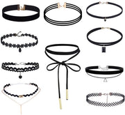Collezione di collane da 10 pezzi - Collane adattabili - Stili fluo, gotico e tattoo - Accessori per donne - Adatto per feste e Halloween - Collana