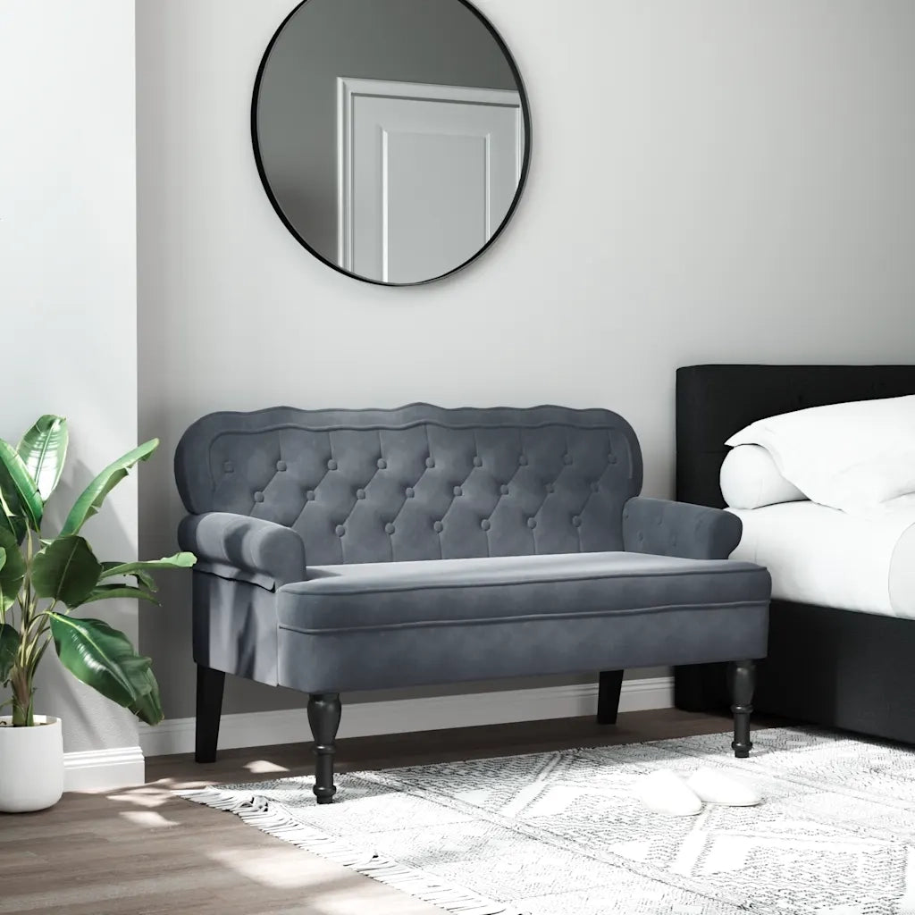 Panca con Schienale Grigio Scuro 119,5x64,5x75 cm in Velluto 372157