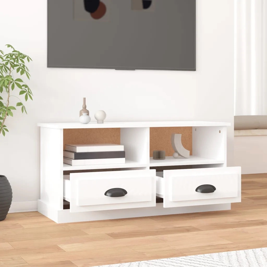 Mobile TV | Armadietto TV | Mobile Porta TV Bianco Lucido 93x35,5x45 cm Legno Multistrato