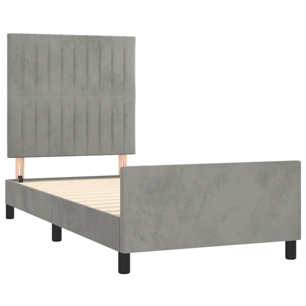 Giroletto senza Materasso Grigio Chiaro 90x190 cm Velluto 3125849