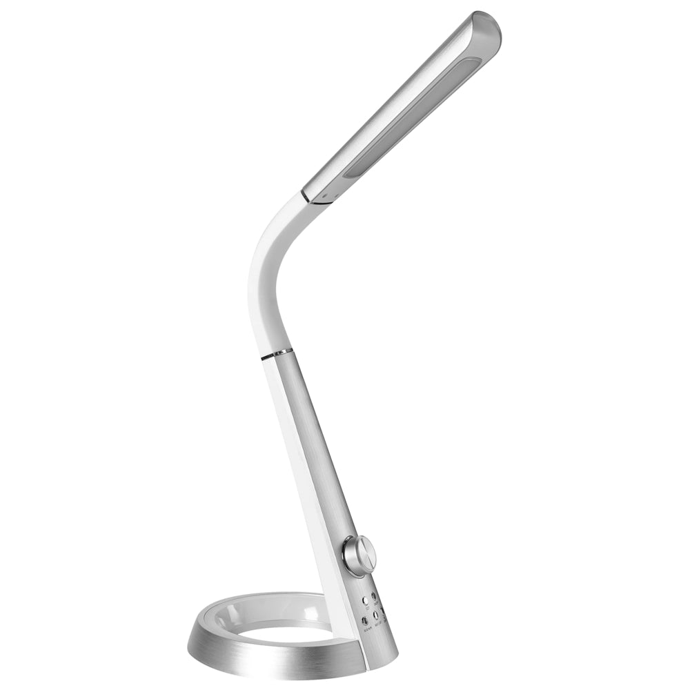 Lampada da scrivania per ufficio domestico 3 modalità CCT Dimmer continuo Porta USB Paralume regolabile Materiale sintetico Argento