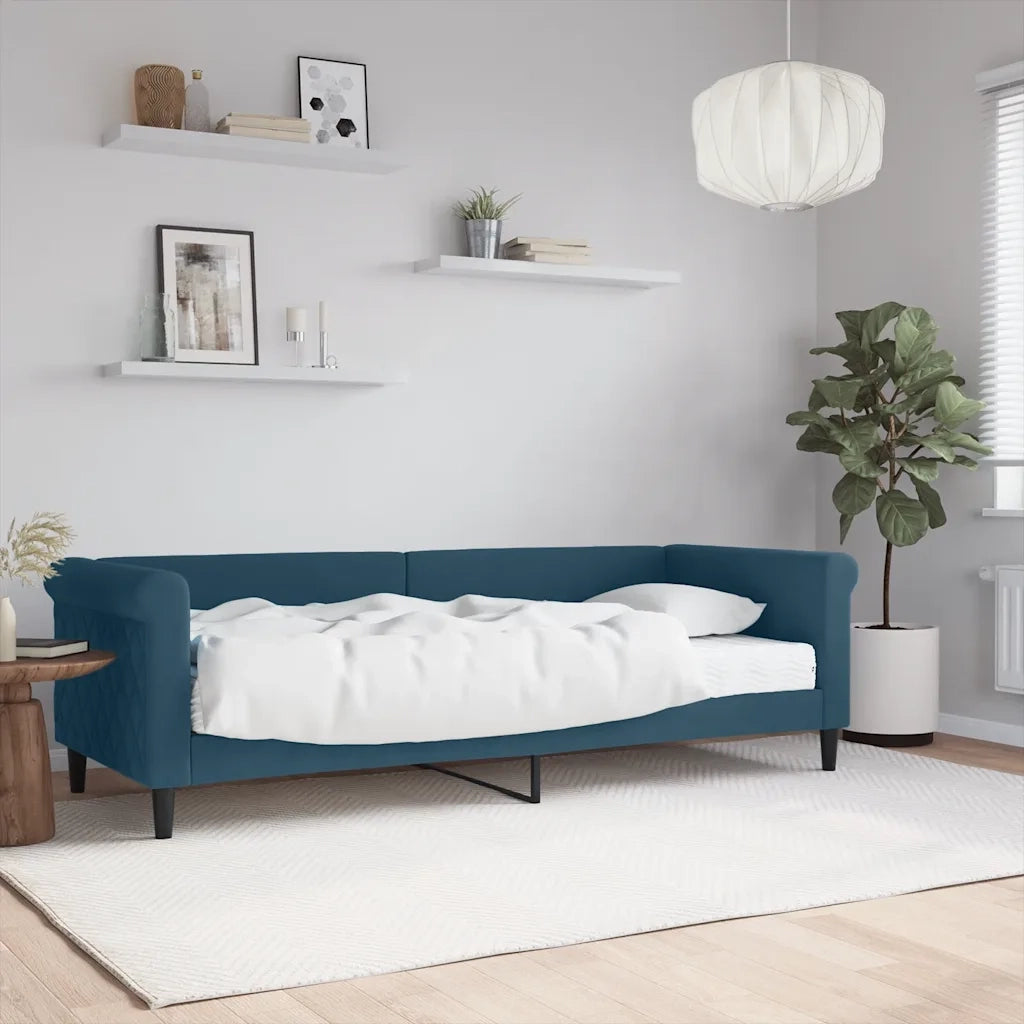 Divano Letto con Materasso-Sofa Letto-Daybed Blu 80x200 cm in Velluto 604410