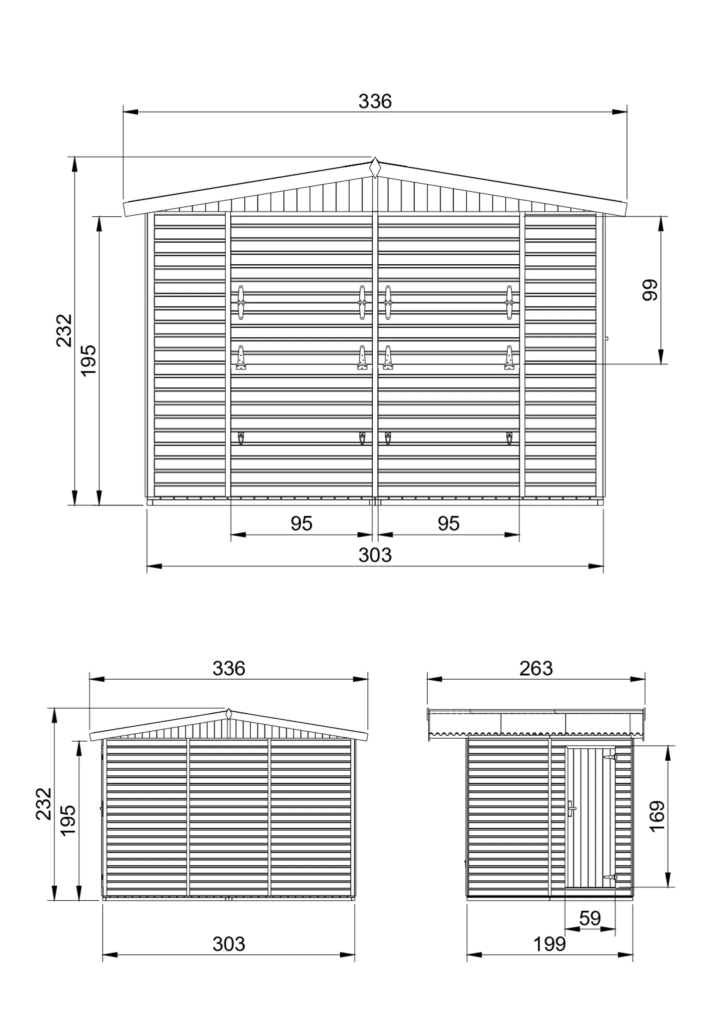 Chiosco in legno da giardino - 336x263 cm/6 m2 - TIMBELA M150