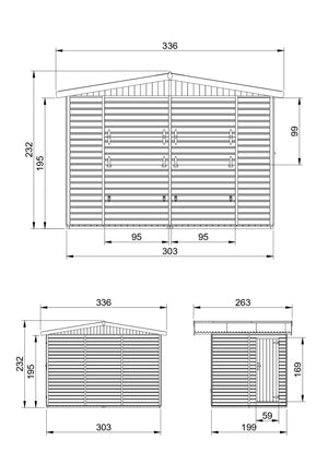 Chiosco in legno da giardino - 336x263 cm/6 m2 - TIMBELA M150