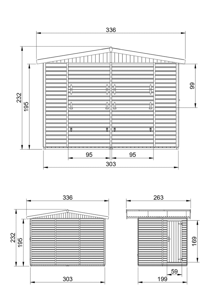Chiosco in legno da giardino - 336x263 cm/6 m2 - TIMBELA M150