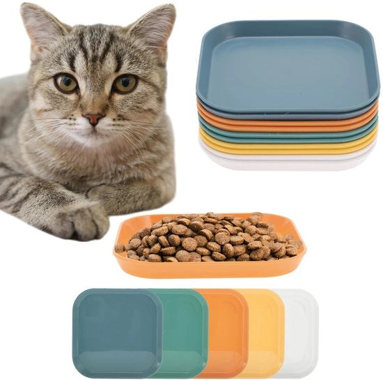 Ciotola per Gatti da 10 pezzi - Ciotola per Cibo per Gatti - Blu Profondo Verde - Materiale PP di Alta Qualità - Antiscivolo - Sicura per Animali Domestici - Ciotola per Cibo per Gatti