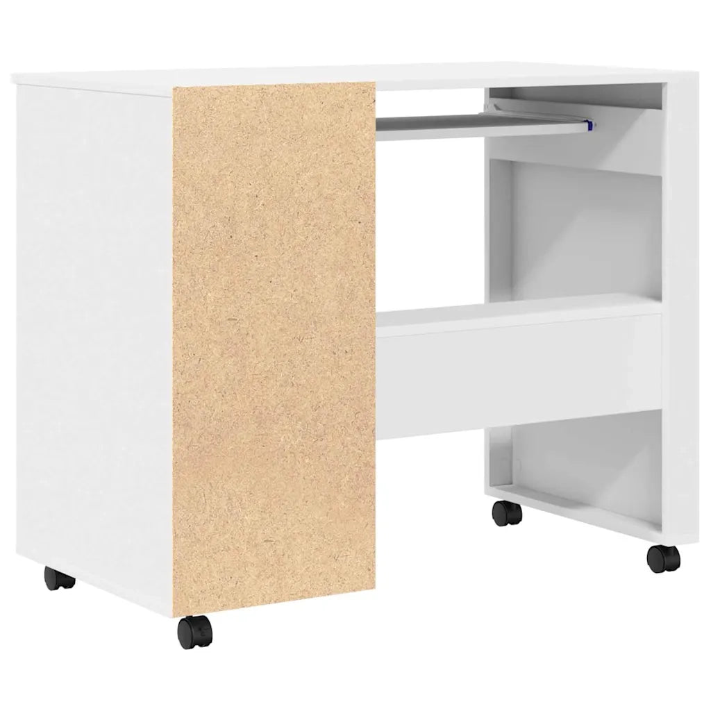 Scrivania con Ruote Bianco 91 x 50 x 77 cm Legno multistrato 869530