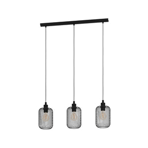 Lampadario Industrial Wrington 3 Luci Acciaio Nero