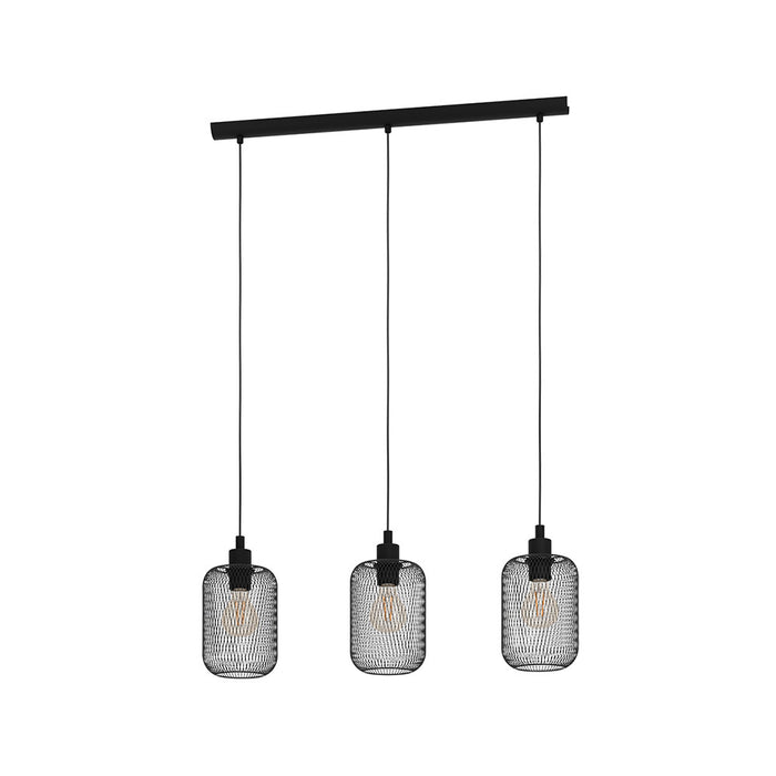 Lampadario Industrial Wrington 3 Luci Acciaio Nero
