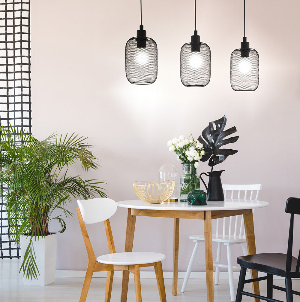 Lampadario Industrial Wrington 3 Luci Acciaio Nero