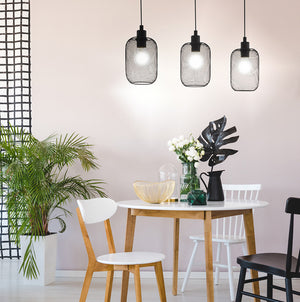 Lampadario Industrial Wrington 3 Luci Acciaio Nero