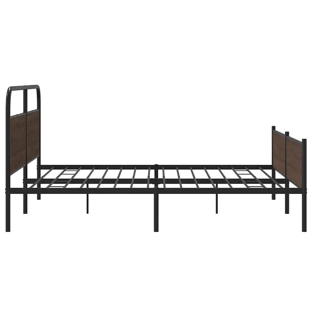 Letto matrimoniale | Letto per adulti | Giroletto senza Materaso in Metallo Rovere Marrone 183x213 cm