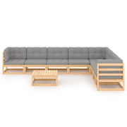 Set Salotto Giardino 9 pz Cuscini Antracite Legno Massello Pino 3076889