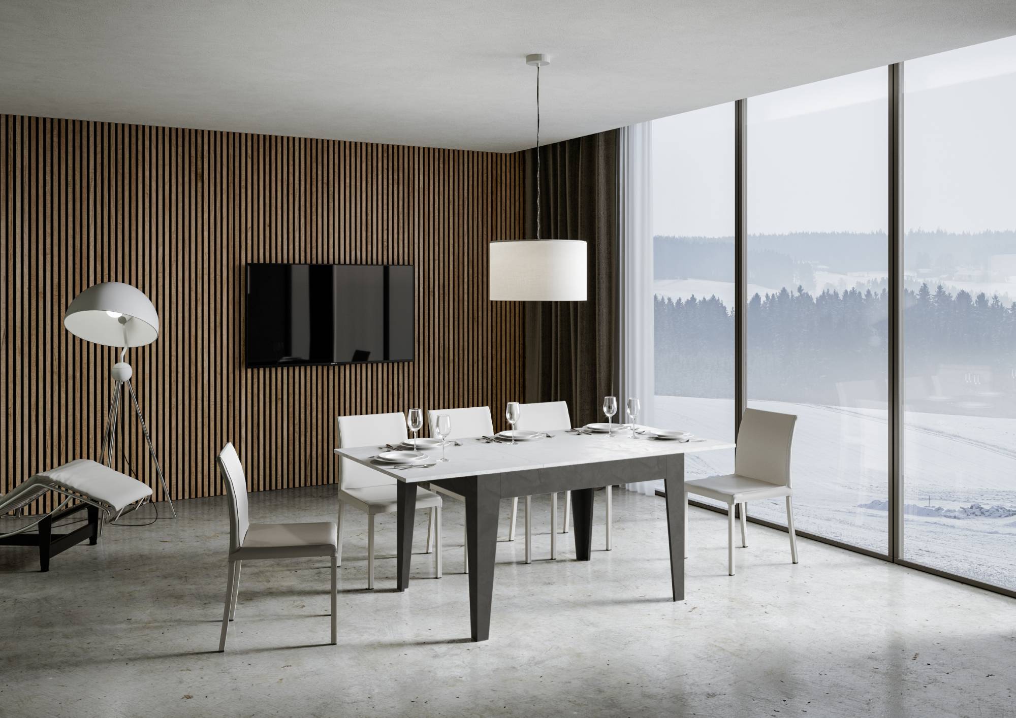 Tavolo Allungabile 120-180x90x77 cm Cico Mix Bianco Spatolato