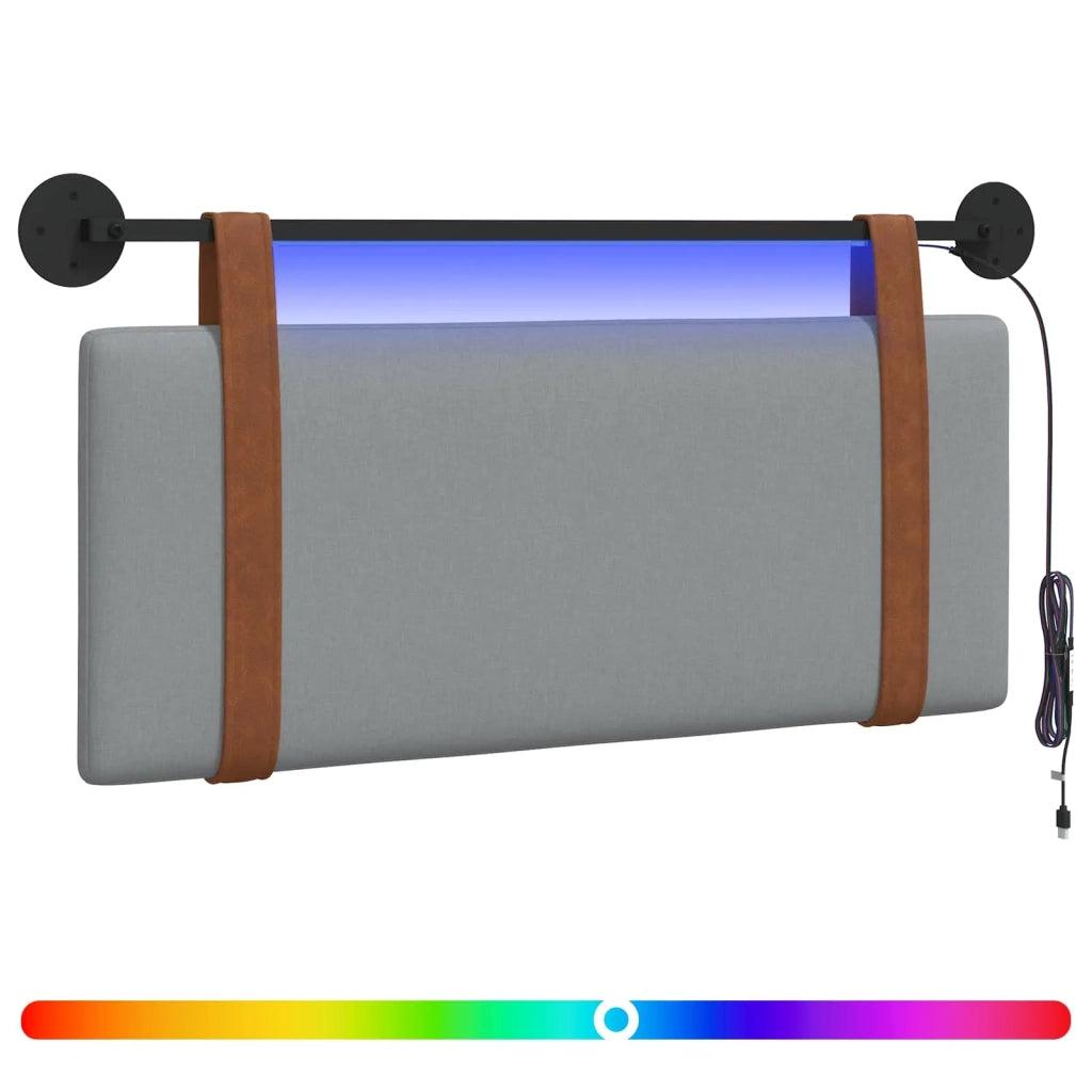 Testiera sospesa Con luce LED Grigio Chiaro PU Antico