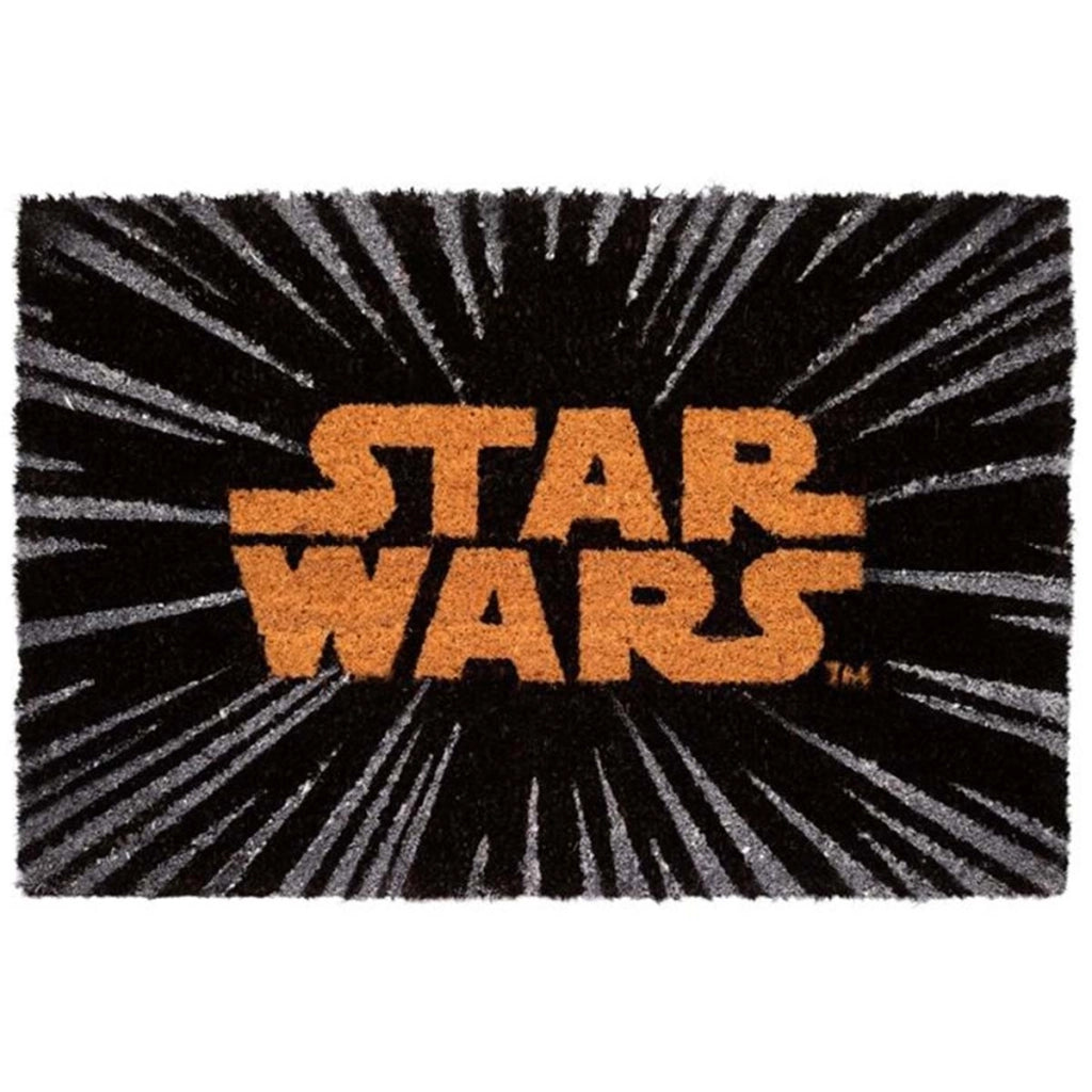 Zerbino Decorativo Motivo Saga Galattica 40x60 cm Antiscivolo Nero / Arancione Star Wars