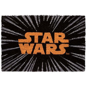 Zerbino Decorativo Motivo Saga Galattica 40x60 cm Antiscivolo Nero / Arancione Star Wars