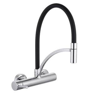 Miscelatore lavello a muro con bocca nera orientabile - Serie Madison