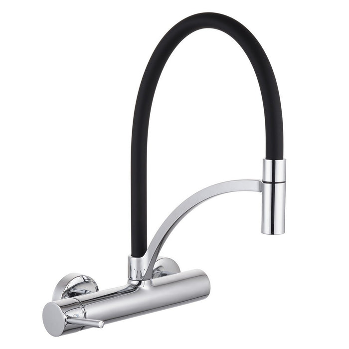 Miscelatore lavello a muro con bocca nera orientabile - Serie Madison