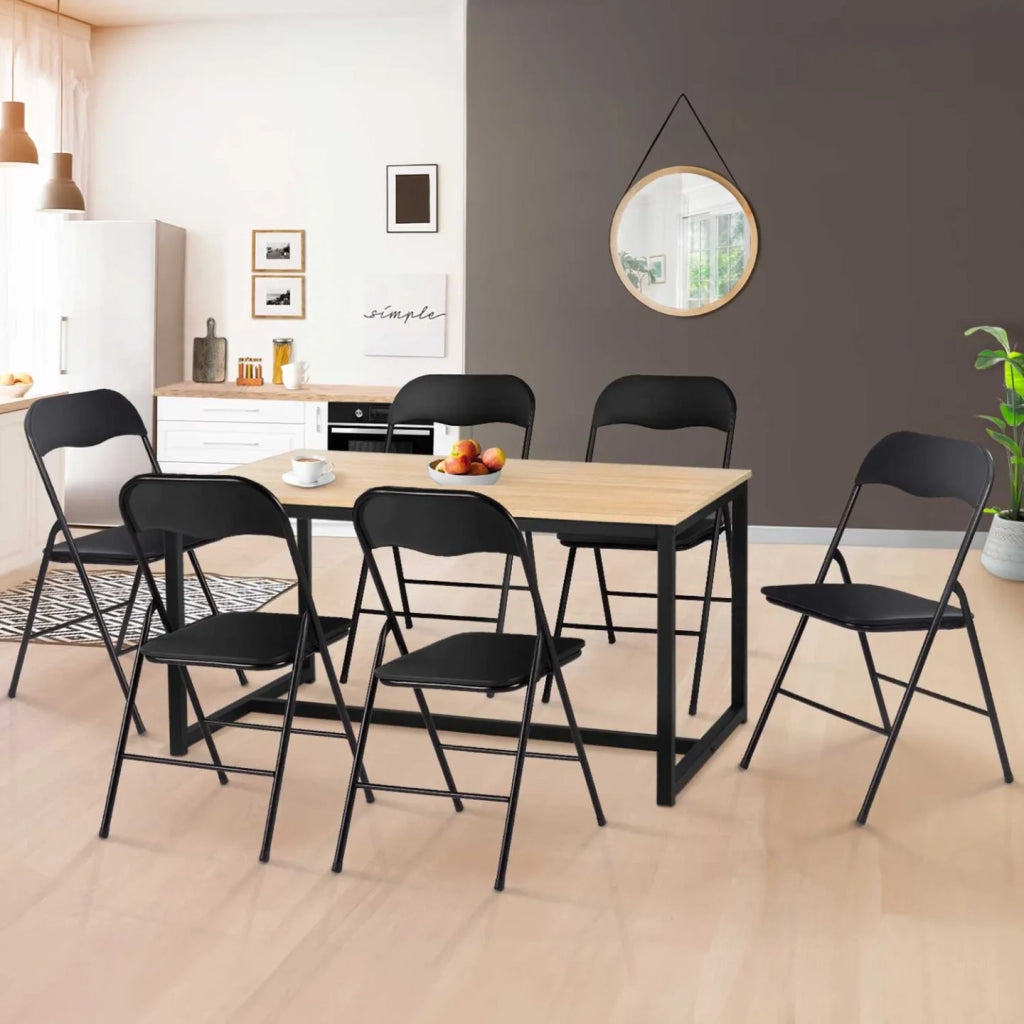 IDMarket - Set di 6 sedie pieghevoli KITY nere in PU