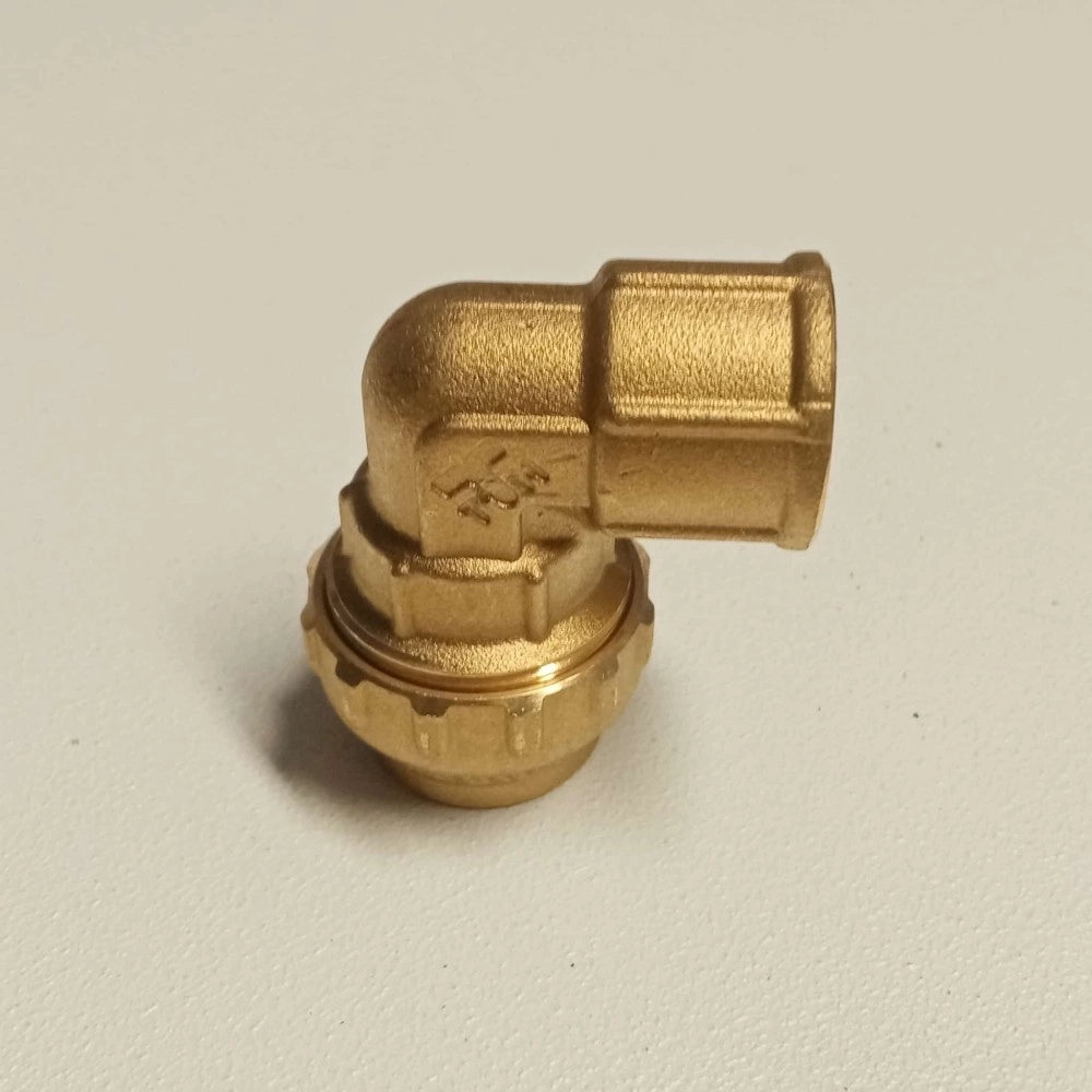 Raccordo f 25x3/4 gomito di giunzione in ottone con tenuta o-ring ed ogiva in ottone