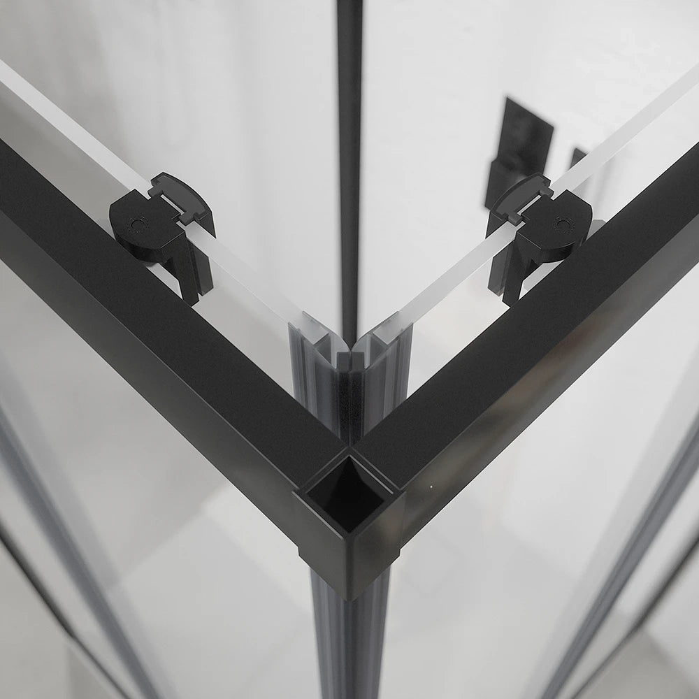 Box doccia nero opaco 3 lati 80x90x80 cm con doppio scorrevole h190 cm e vetro trasparente 6 mm | Tremiti