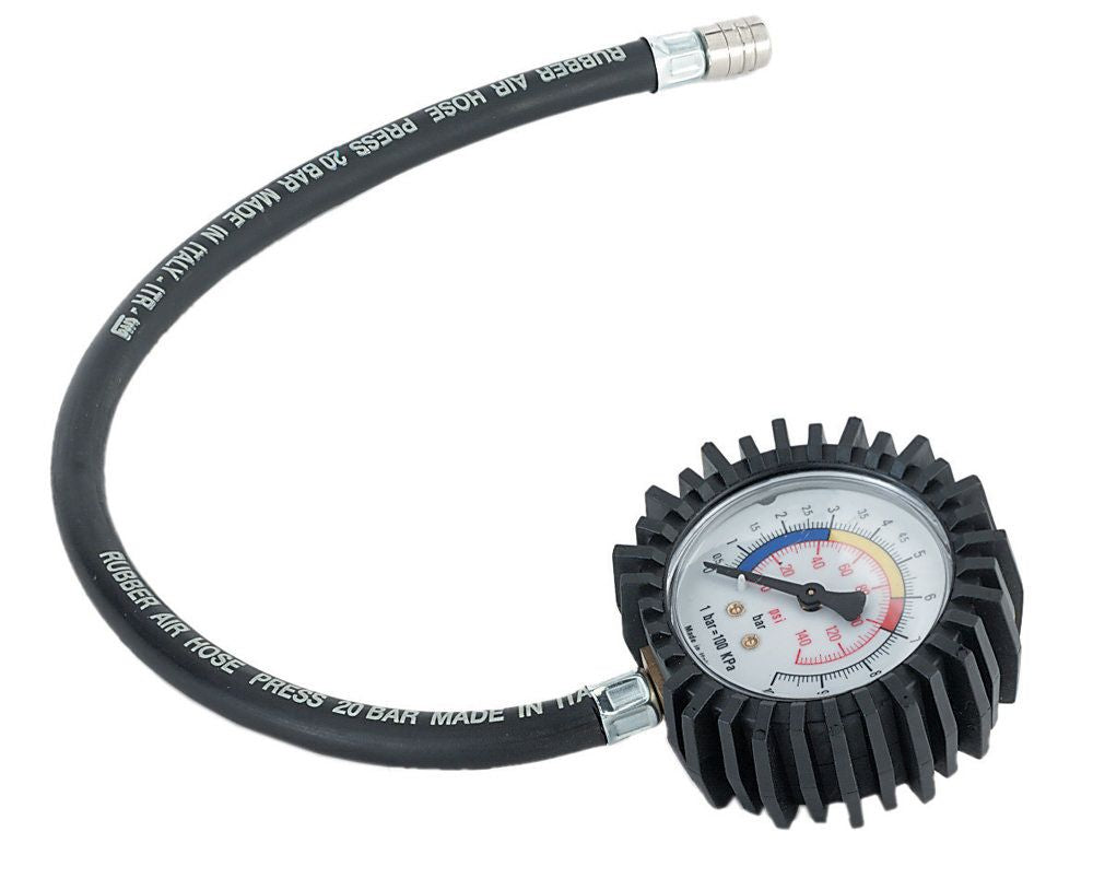 Manometro antiurto controllo pressione gomme con raccordo universale