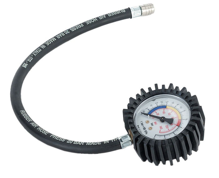 Manometro antiurto controllo pressione gomme con raccordo universale