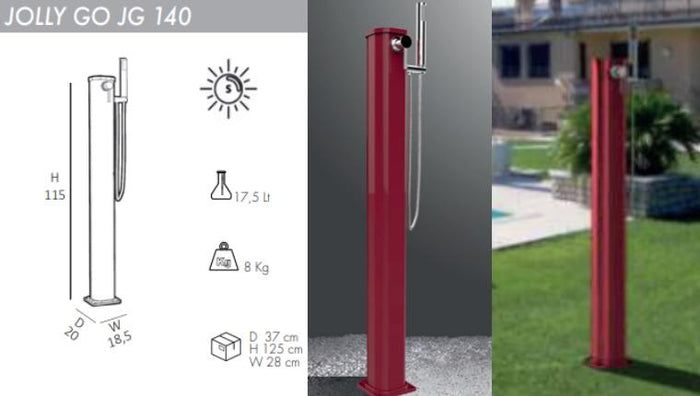 Doccia Solare Jolly Go 17,5 Litri In Alluminio Con Miscelatore E Doccetta Mobile Colore Arancione Cv-Jg140/2009