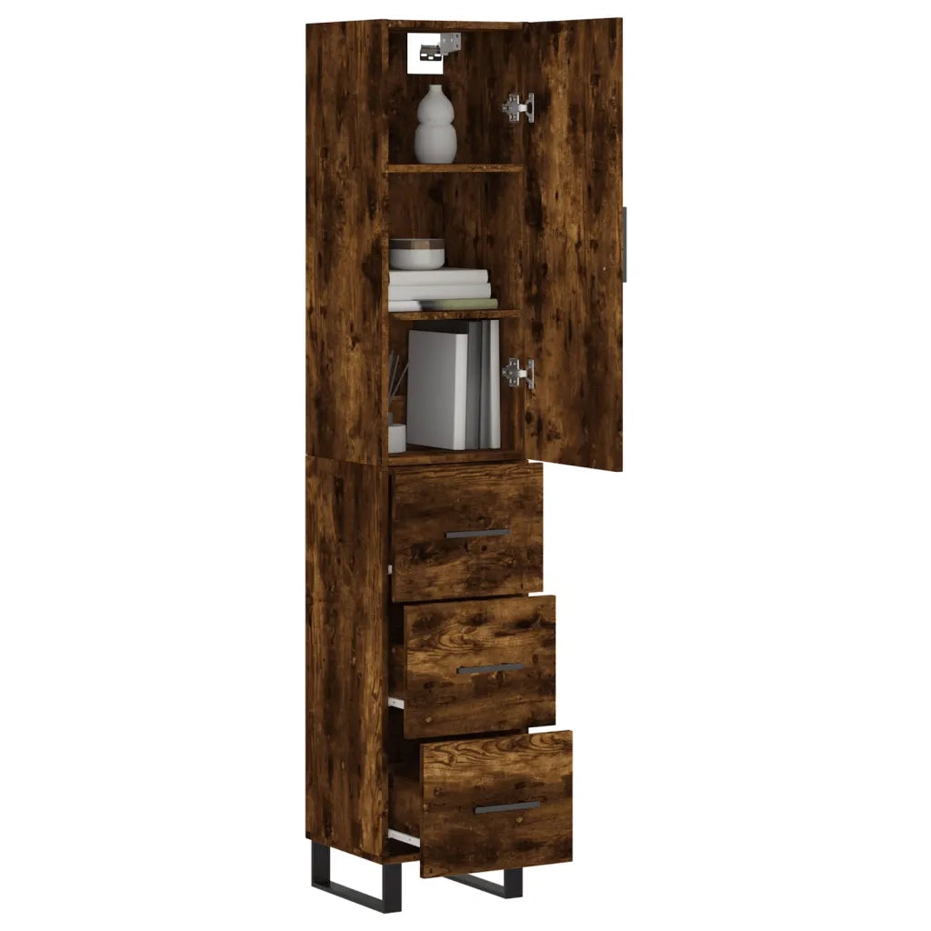 Credenza | Madia | Buffet da pranzo | Armadio da pranzo Rovere Fumo 34,5x34x180 cm in Legno Multistrato