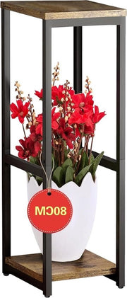 Supporto per piante - 2 livelli - 80 cm - interni - supporto a strati per piante - metallico - moderno - ligneo - supporto per piante angolare - piante da appartamento - contenitore quadrato per fiori - pannello - display per vasi