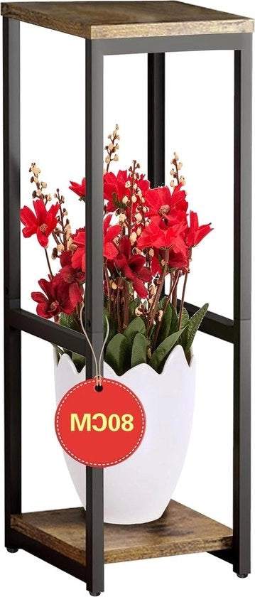 Supporto per piante - 2 livelli - 80 cm - interni - supporto a strati per piante - metallico - moderno - ligneo - supporto per piante angolare - piante da appartamento - contenitore quadrato per fiori - pannello - display per vasi