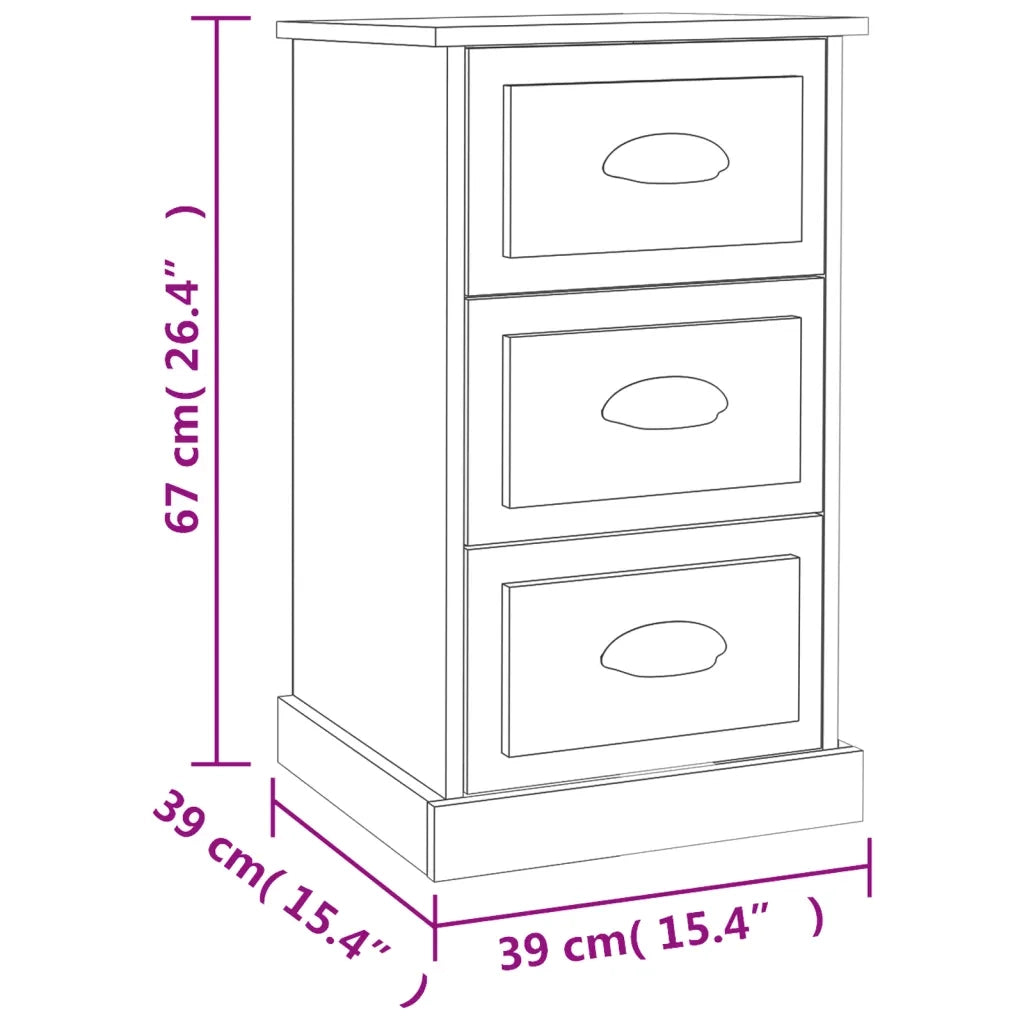 Comodino Bianco 39x39x67 cm in Legno Multistrato 816160