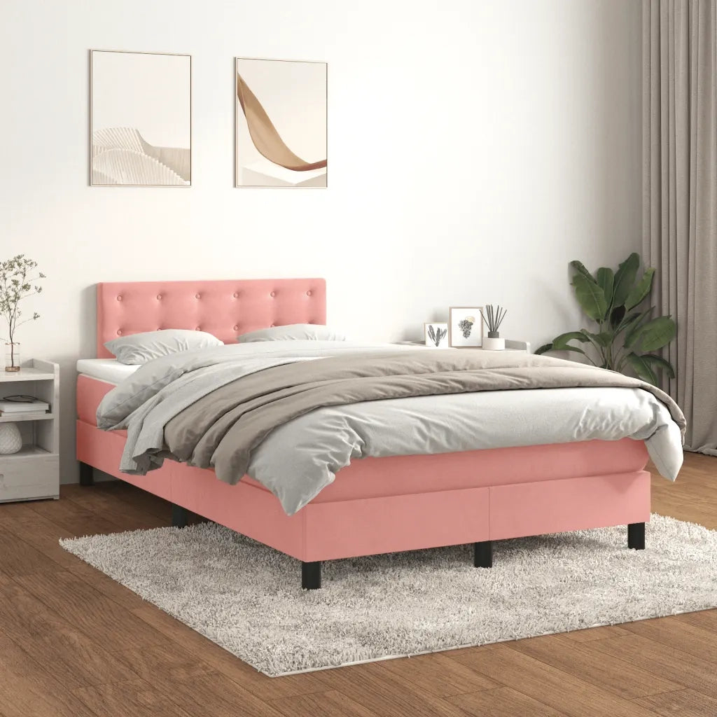 Giroletto a Molle con Materasso Rosa 120x190 cm in Velluto 3269866