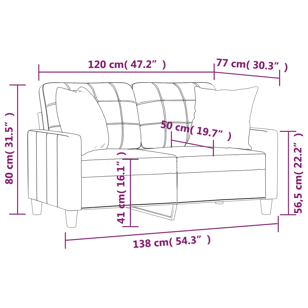 Divano a 2 Posti con Cuscini-Sofa 2 Posti con Cuscini Rosso Vino 120 cm in Similpelle 736770