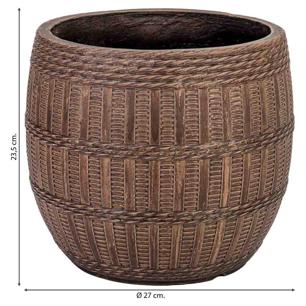 Vaso fibra di vetro marrone rossastro 27x27x23,5 cm