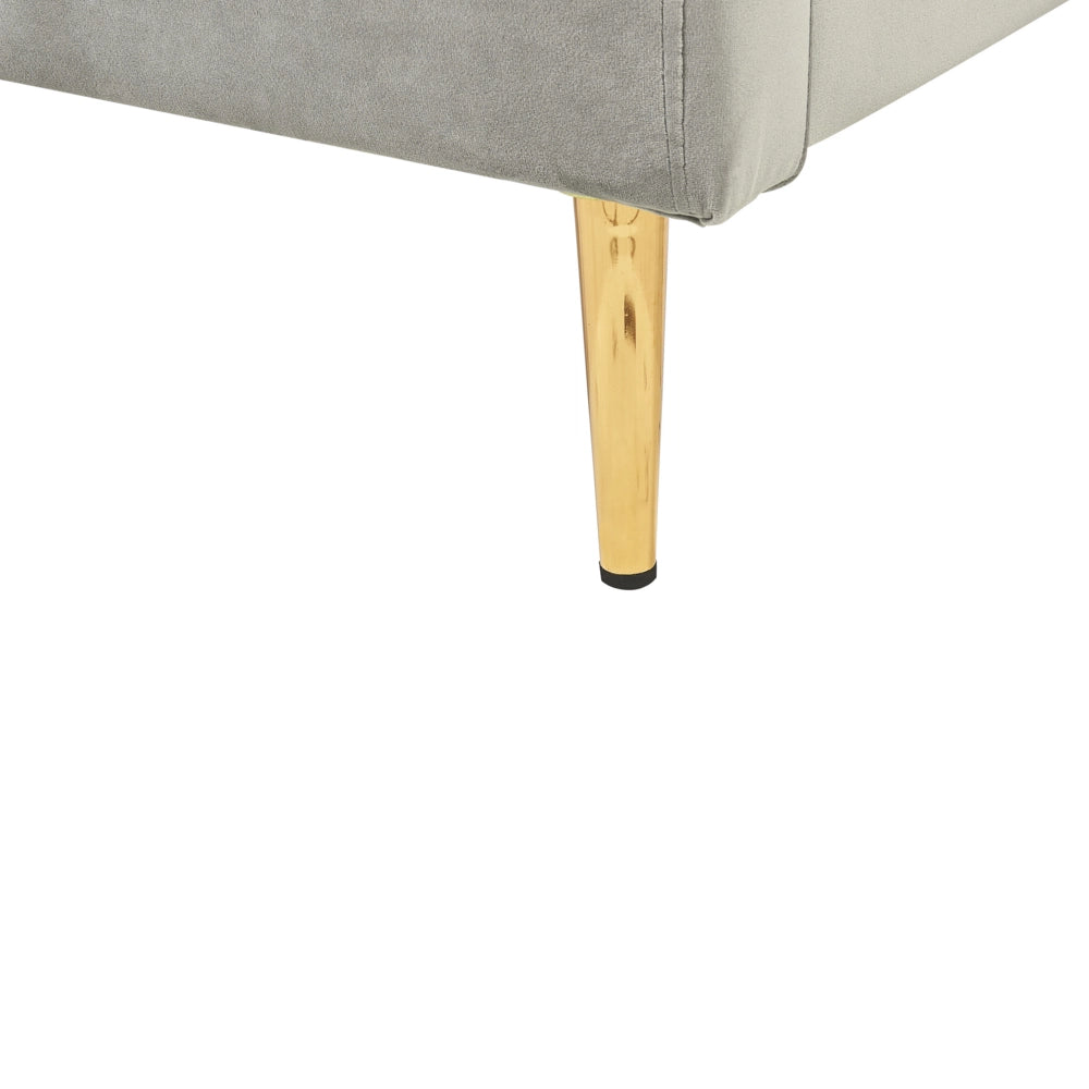 Letto in velluto grigio con struttura 140 x 200 cm gambe imbottite oro testiera stile glamour moderno