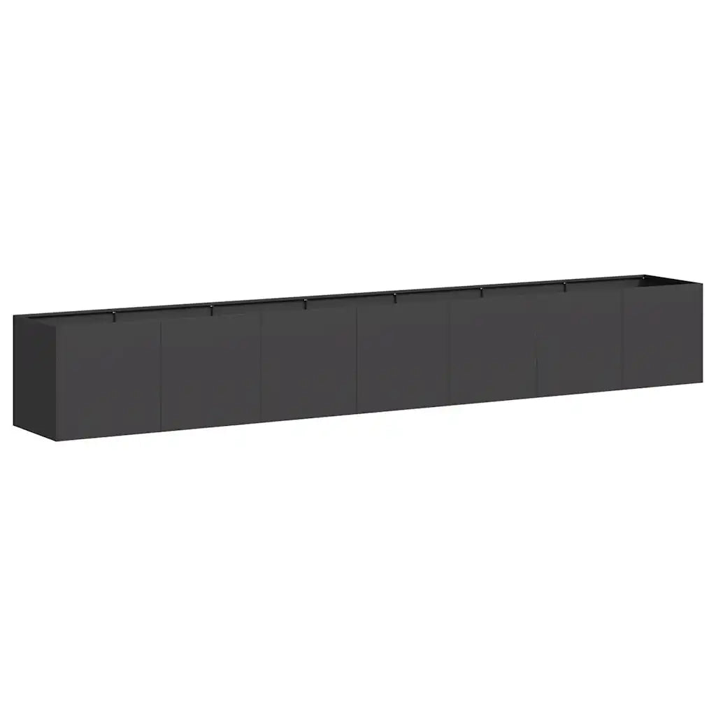 Fioriera-Vaso da Esterno-Contenitore per Piante Nera 280x40x40 cm in Acciaio Laminato a Freddo
