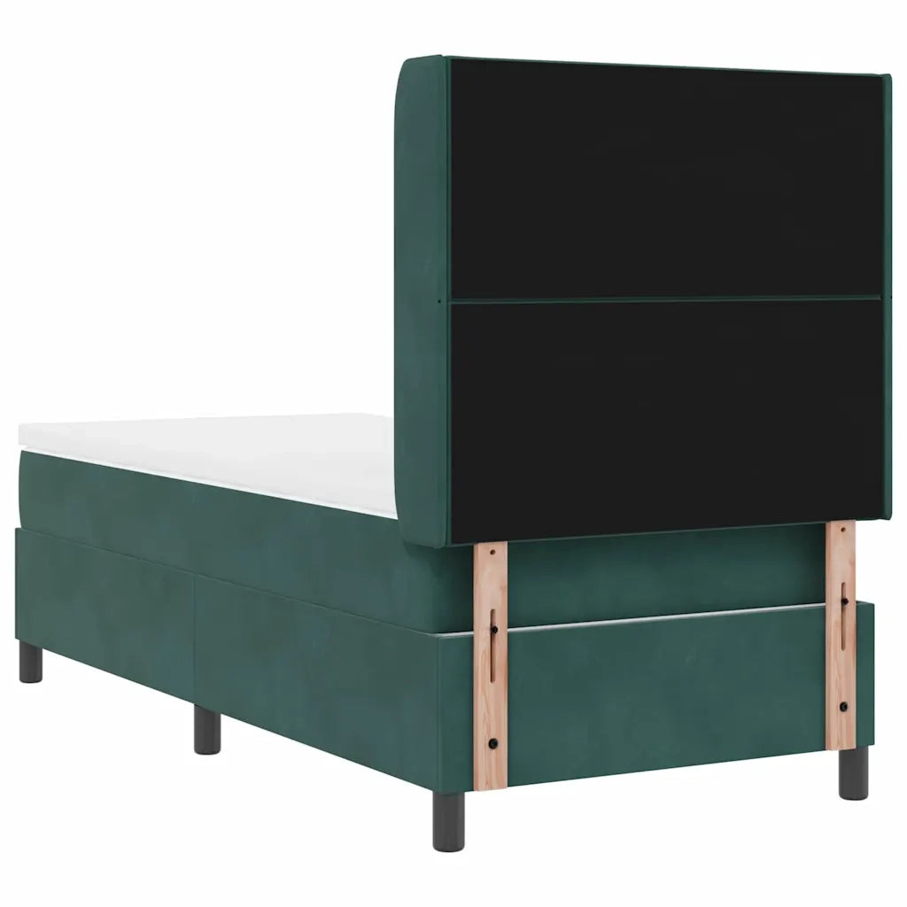 Letto a molle con strisce LED Verde Scuro 90 x 190 cm Velluto 3343901