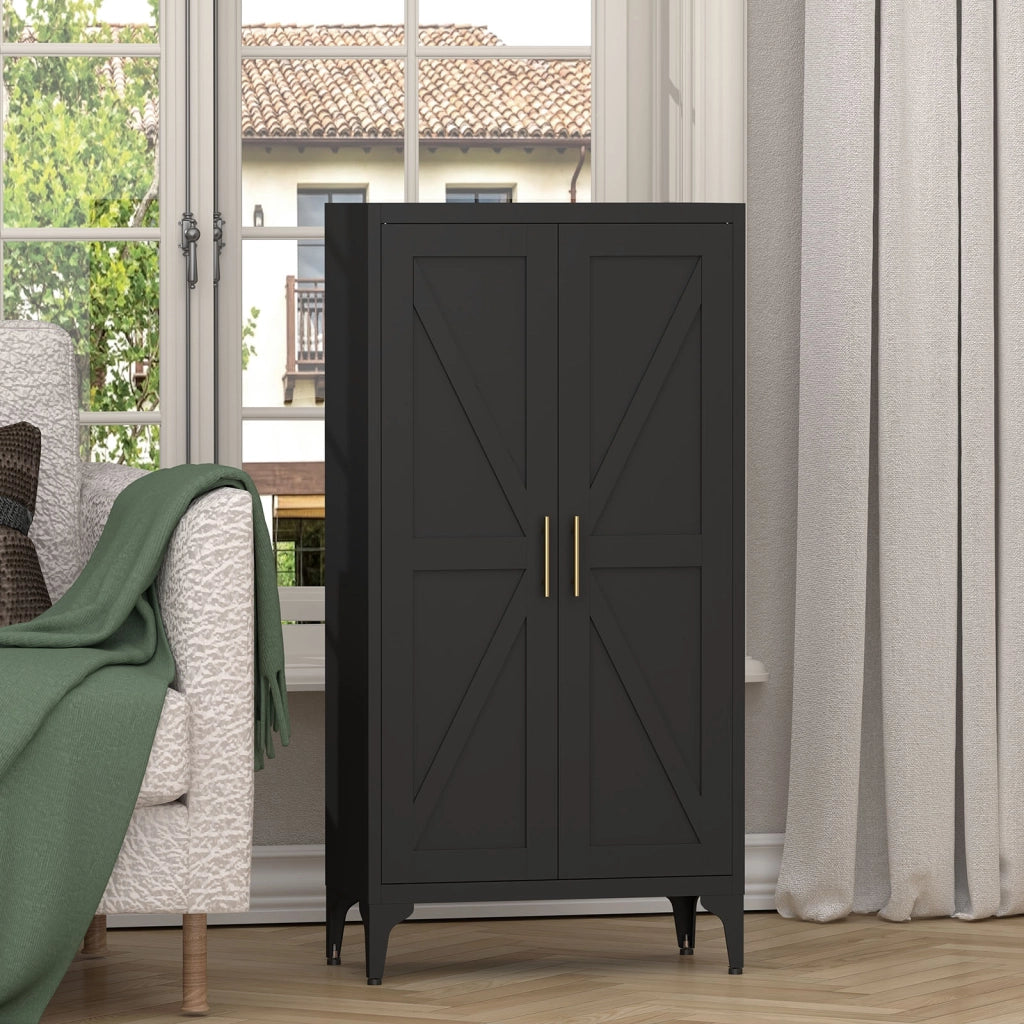 ARMADIO CONTENITORE IN METALLO 117 x 37 x 15,5 cm NERO 2 ANTE