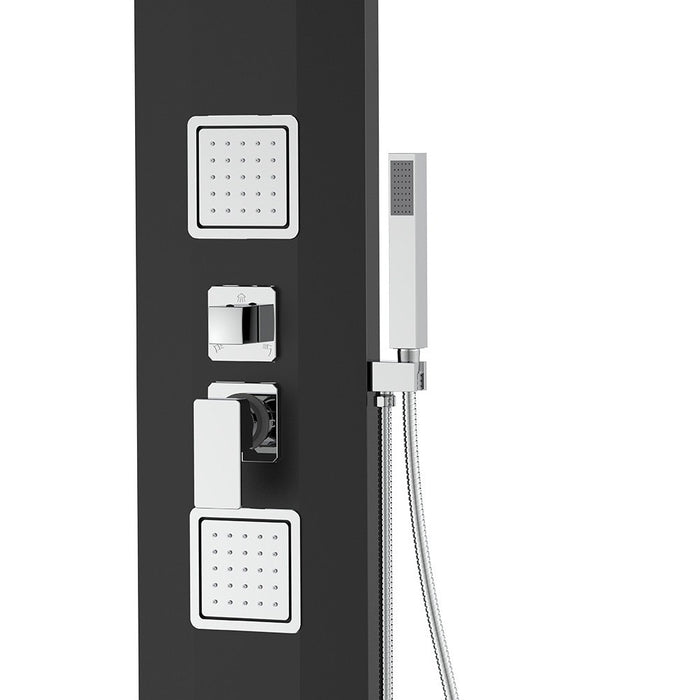 Pannello doccia quadrato nero - Serie Cancun