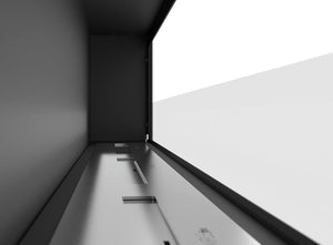 Camino a Bioetanolo da Parete/Incasso 180x49 cm Frame 1800 Nero con Vetro