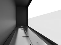 Camino a Bioetanolo da Parete/Incasso 180x49 cm Frame 1800 Inox con Vetro