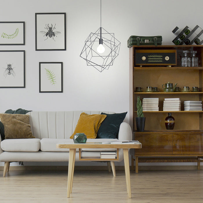 Lampadario Industrial Straiton 1 Luce Acciaio Nero Grande