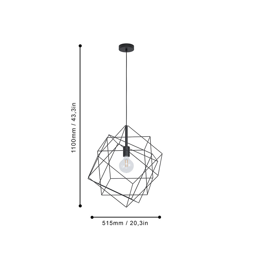 Lampadario Industrial Straiton 1 Luce Acciaio Nero Grande