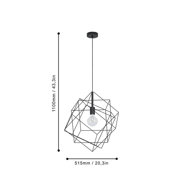 Lampadario Industrial Straiton 1 Luce Acciaio Nero Grande