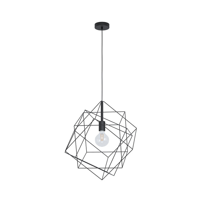 Lampadario Industrial Straiton 1 Luce Acciaio Nero Grande