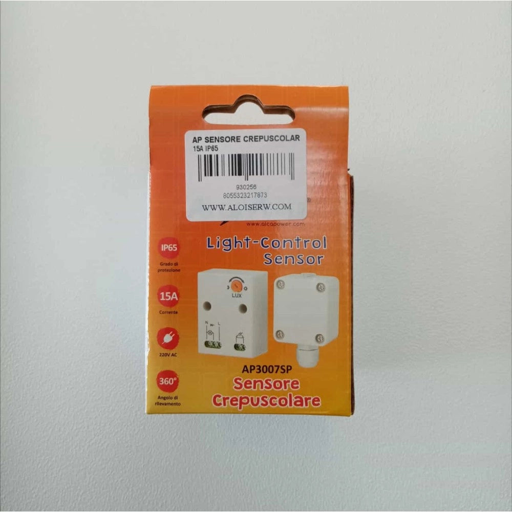 Alca power sensore crepuscolare 15a ip65 con angolo di rilevamento di 360°