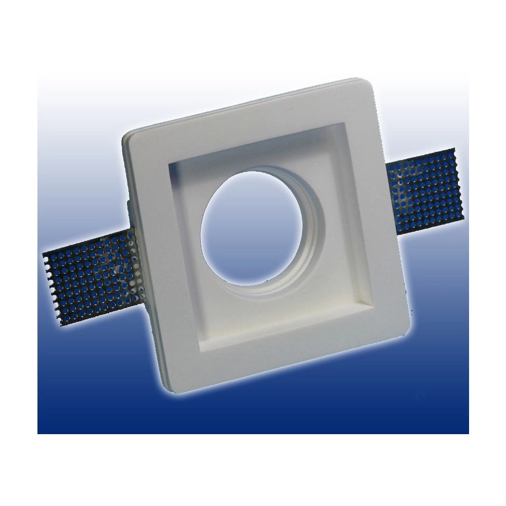 Trade Shop - Porta Faretto Fisso In Gesso Ad Incasso Per Lampadine Gu10 Led Quadrato 10x10 Cm -