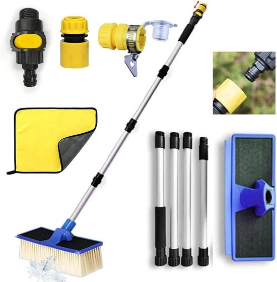 Wasborstello telescopico per auto, caravan e camion con connessione idraulica e manico telescopico 55-168 cm